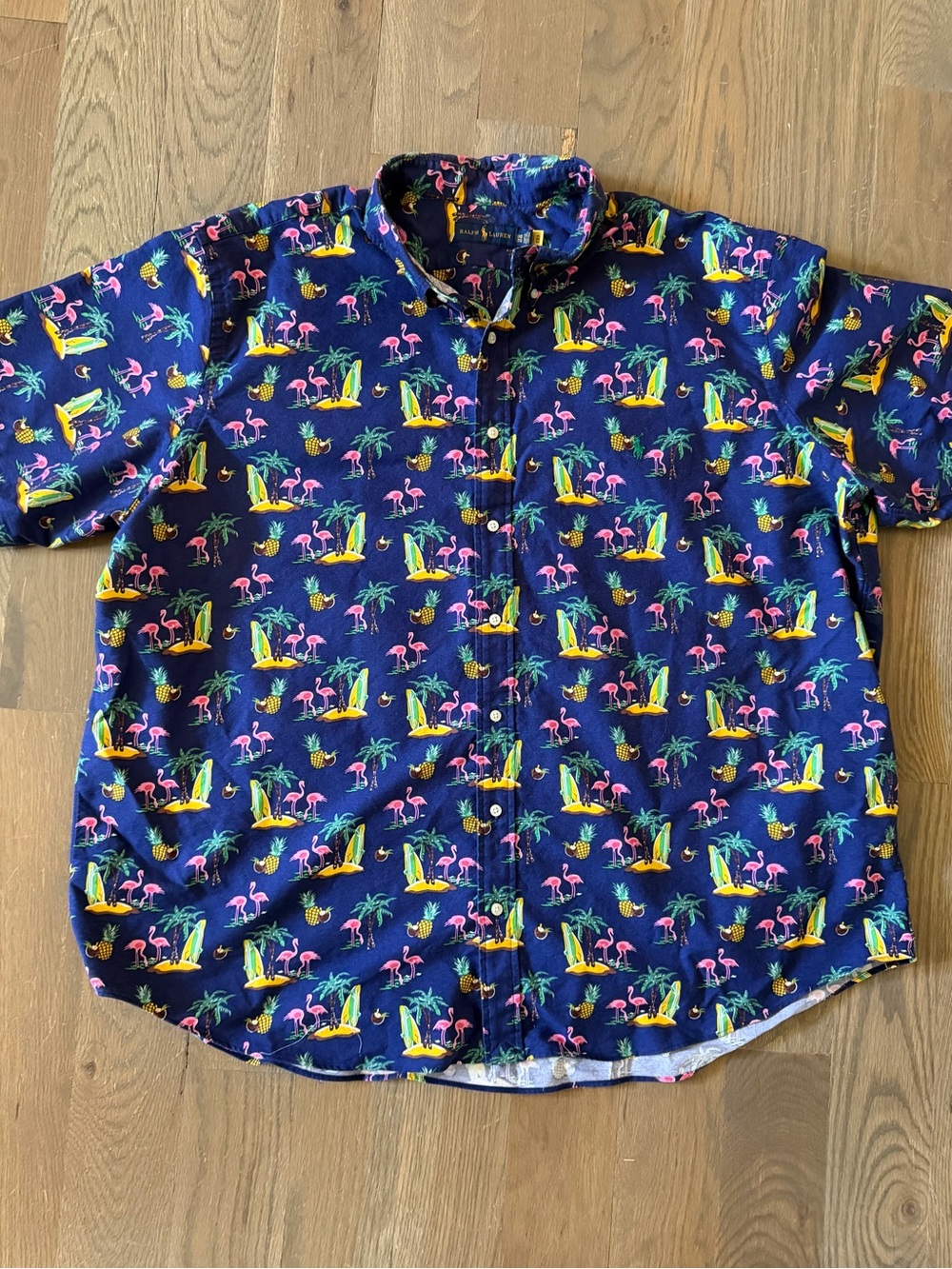 Polo Ralph Lauren SS Flamingo Palm Tree Surfing Button Up Shirt Sz 3XL 3XB